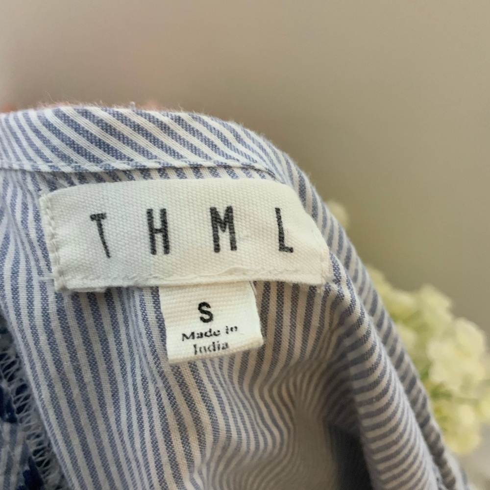 THML Blue White embroidered draw string Top - Picture 3 of 6